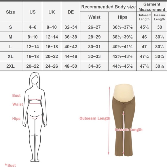 2/$30 Maternity Bootcut Pants High Waist Comfy Maternity Dress Pants, Large - Picture 12 of 12